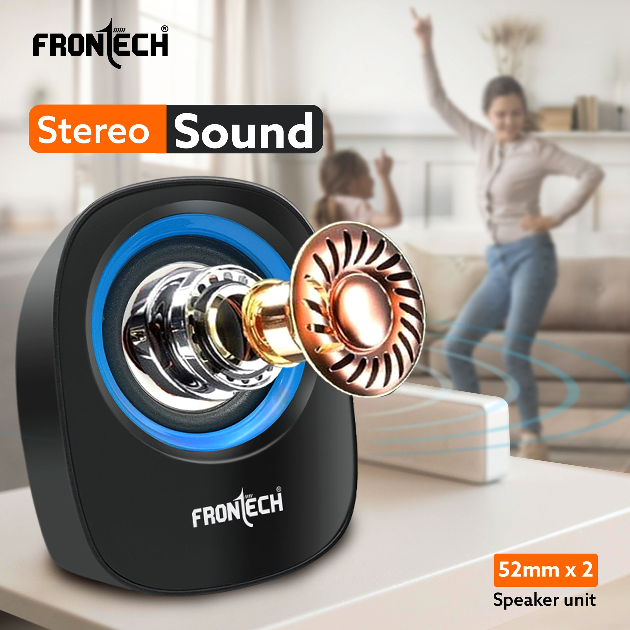 Frontech 2.0 USB Speakers | 8W Output | AUX Input | Foam Edge (SPK-0003) Frontech 2.0 USB Speakers | 8W Output | AUX Input | Foam Edge (SPK-0003)